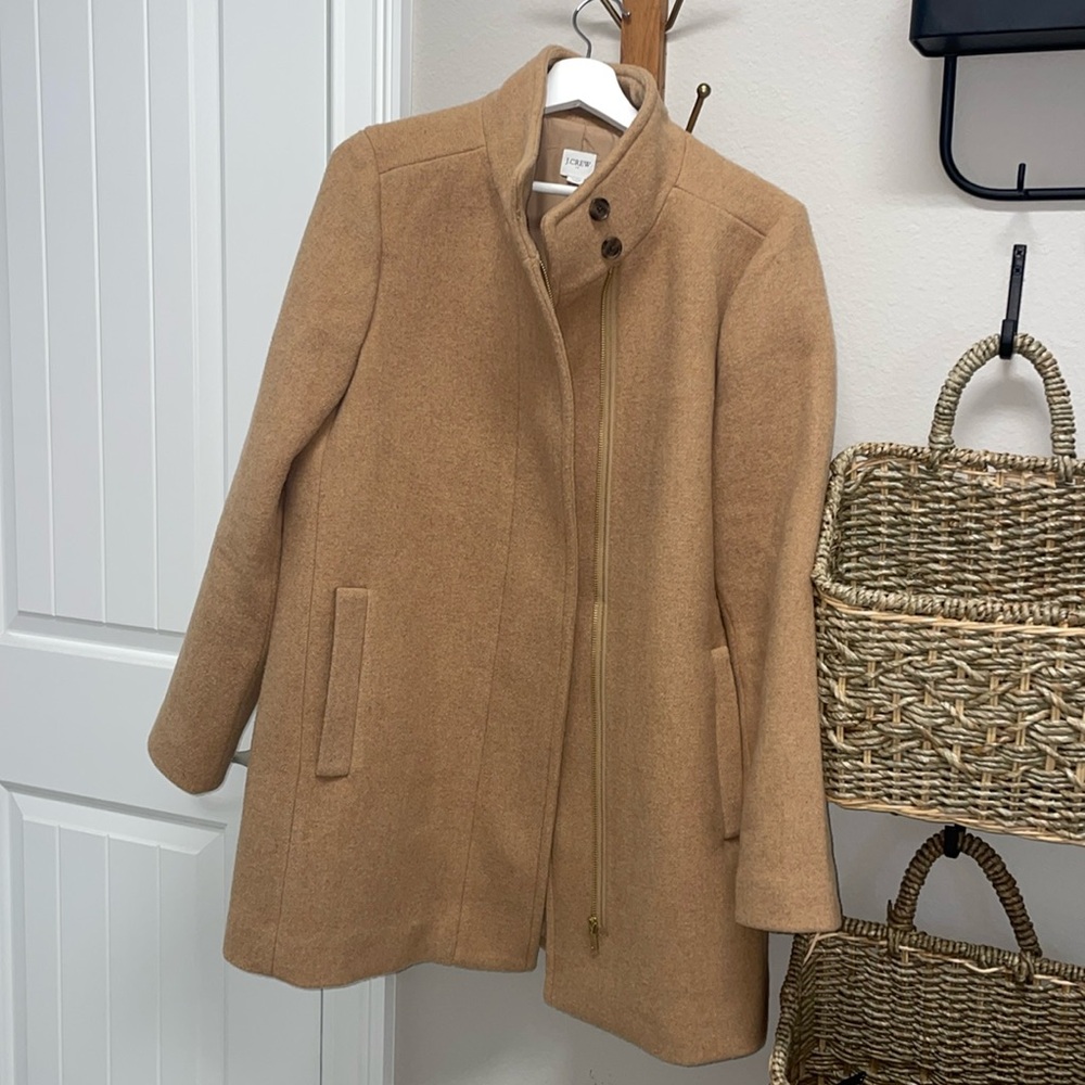 J crew wool tan peacoat size 10